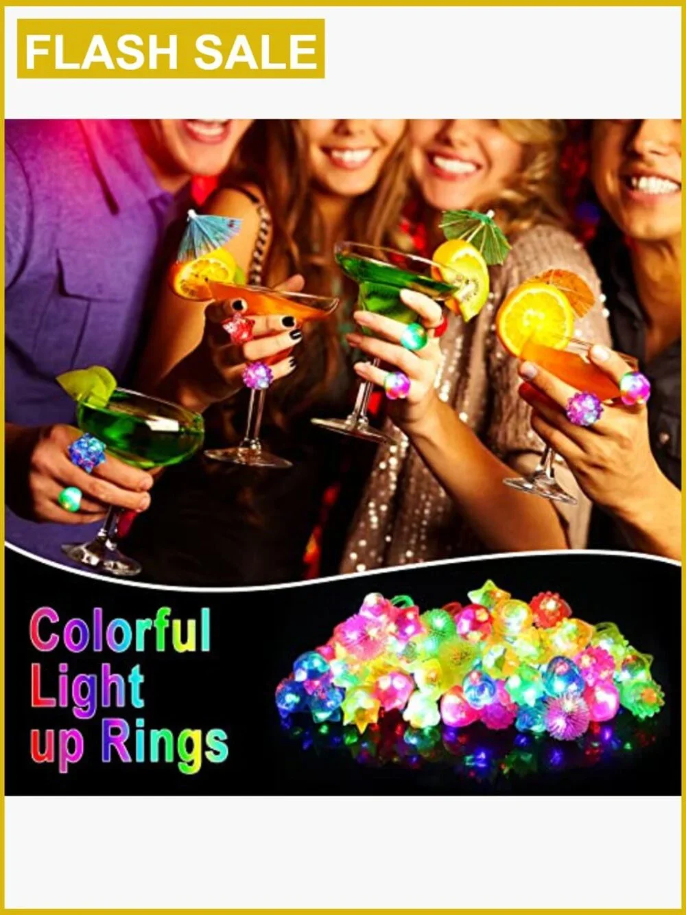 24 Light Up LED Rings Flashing Party Favors Novelty Toys for Kids